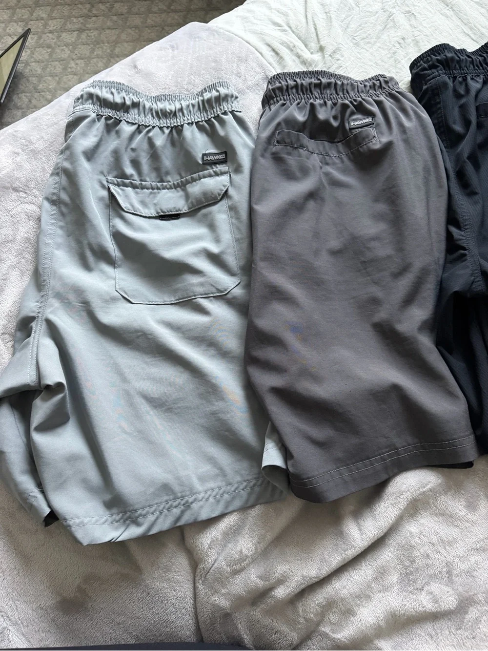 3 pairs Tony Hawk Men's Athletic Shorts in Gray and Light Gray and black